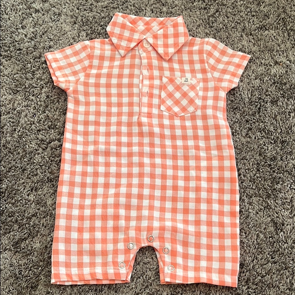 Orange and White Checkered Baby Romper